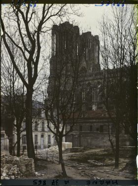 Image représentant France, Reims, Grisaille sur les tours de la Cathédrale