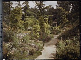 Image représentant Allée du " sanctuaire japonais " bordée d'une rocaille, menant du sôrintô au " village japonais "