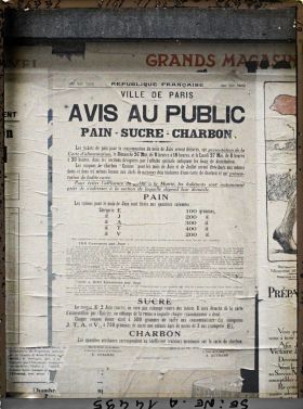 Image représentant Affiche d'avis au public pour le rationnement du pain, sucre et charbon