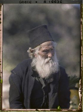 Image représentant Turquie, Mont Athos, Stravonikita, Vieux moine mendiant