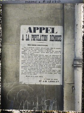 Image représentant France, Reims, Affiche de la municipalité du 2 août 1914