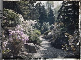 Image représentant Chemin fleuri du " village japonais ", longeant le jardin français en direction du jardin anglais