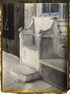 Image représentant Turquie, Mont Athos, Vatopédi, Vieux fauteuil de pierre