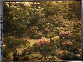 Image représentant Croisement de chemins et rocaille fleurie du " sanctuaire japonais ", proches du verger-roseraie