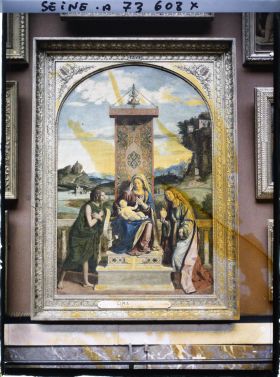 Image représentant La Vierge et l'Enfant entre saint Jean-Baptiste et sainte Marie-Madeleine, Cima da Conegliano, musée du Louvre