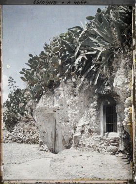Image représentant Maison troglodyte, figuiers de Barbarie et aloès dans le quartier de Sacromonte
