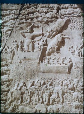 Image représentant Détail de la paroi latérale gauche de la grande grotte : scène de chasse royale au sanglier