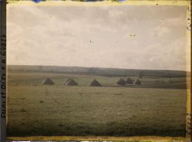 Image représentant Seine et Oise, Moisselles, Meules de blé à l'abri d'une mouvement de terrain