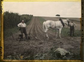 Image représentant Ile de France, Sarcelles-S-Brice, Cultivateurs semant des haricots