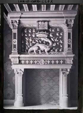 Image représentant La cheminée de la Salamandre, salle du conseil du château