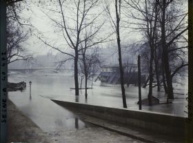 Image représentant La crue de la Seine quai de l'Hôtel-de-Ville, en direction du pont Louis-Philippe et de l'île Saint-Louis