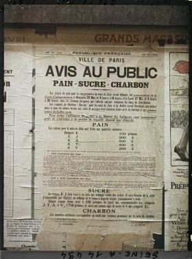 Image représentant Affiche d'avis au public pour le rationnement du pain, sucre et charbon