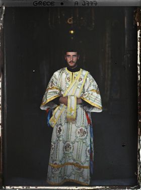 Image représentant Grèce, Mont-Athos, Vatopediou, Moine officiant