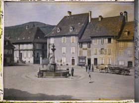 Image représentant Alsace, Massevaux, Place du Marché avec Char de Bœufs