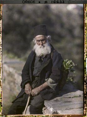 Image représentant Turquie, Mont Athos, Stravonikita, Vieux moine mendiant