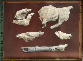 Image représentant France, St Germain-en-Laye, Mas d'Azil (Ariège) Crâne de Cheval 47026. Bison, partie supérieure de Crâne de Cheval-Petite tête de Cheval, 47343. Tout est en pal de Renne. Fragment de propulseur 47096.