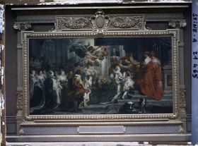 Image représentant Le Couronnement de la reine à l'abbaye de Saint-Denis, salle Rubens, cycle narratif Marie de Médicis, musée du Louvre