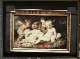 Image représentant Photographie d'une plaque autochrome représentant le tableau de P P Rubens, Jesus avec Saint Jean