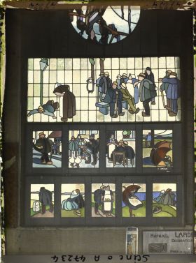 Image représentant L'Exposition des arts décoratifs, Pavillon du Vitrail, Les Paysans normands, Raphaël Lardeur