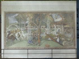 Image représentant L'Exposition des arts décoratifs, Cour des métiers, esplanade des Invalides, Charles Plumet, Panneaux de Marret, Les Sports