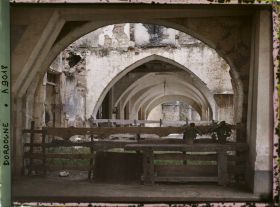 Image représentant Périgord, Beaumont, Le dessus des corniérés et piliers de l'église dans le fond