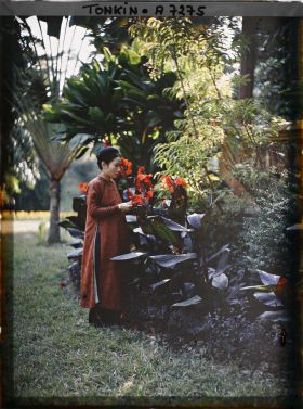 Image représentant Une jeune femme de classe aisée, dans un jardin public