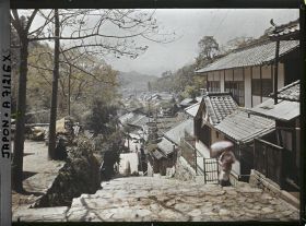 Image représentant Village (station thermale ?) dans une vallée encaissée