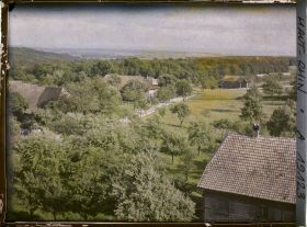 Image représentant France, Vue prise du clocher de St Cosme vers Dannemarie, au fond, les monts du Jura