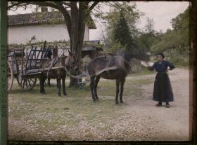 Image représentant France, Les Eyzies, La femme du roulier qui fait le roulier depuis la guerre née au Moustier