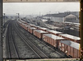 Image représentant Prusse, Essen, Panorama s/ les Voies à Essen et Wagons neufs
