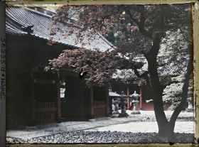 Image représentant Sanctuaire Daiyuin (Rinnoji Taiyûin-byô ou Taiyûin Reibyô) : la Niô-mon (Porte des " Rois Deva ") et le pavillon du Trésor (au fond)