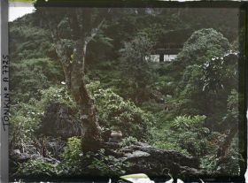 Image représentant Un paysage aux alentours du sanctuaire Giai-oan-chu (" Pagode du Purgatoire ") faisant partie des sanctuaires rupestres bouddhiques du massif de Hu'o'ng-tich-so'n (" Pagode de l'Empreinte Parfumée ")