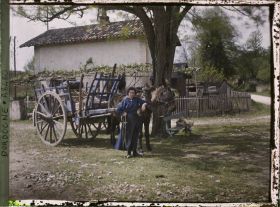 Image représentant France, Les Eyzies, Un seul mulet avec la femme du roulier