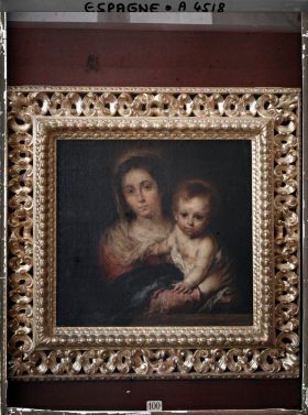 Image représentant La vierge à l'enfant dit La vierge à la serviette de Bartolomé Esteban Murillo conservé au Museo de Bellas Artes