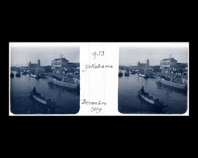 Image représentant Vue de la rivière Ishikawa (?) , avec l'église Shiloh construite par la mission américaine à l'arrière plan