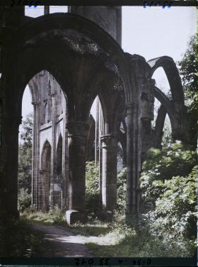 Image représentant France, Ourscamp, Ruines de l'Abbaye d'Ourscamps :  Effet de lumière sur les ruines de l'Abside