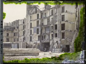 Image représentant Les démolitions du boulevard Haussmann, prises depuis la rue Le Peletier vers le boulevard des Italiens