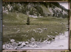 Image représentant Chalets d'été dans la vallée de Roseg et la rivière Ova da Roseg