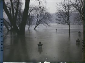 Image représentant La crue de la Seine à la pointe de l'île de la Cité, square du Vert-Galant