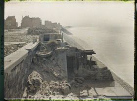 Image représentant Belgique, Westend, Emplacement de pièce d'artillerie sur la digue et Observatoire