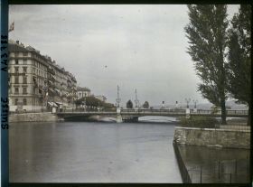 Image représentant Le pont du Mont-Blanc, le Rhône et l'île Rousseau