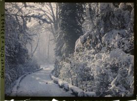 Image représentant Une allée du jardin du trocadéro sous la neige