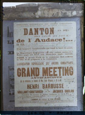 Image représentant Affiche de l'association républicaine des anciens combattants pour le grand meeting antifasciste du 29 mai 1926