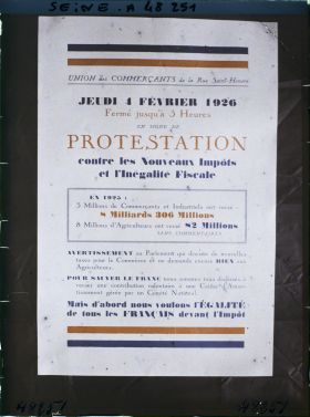 Image représentant Affiche de protestation des commerçants de la rue Saint-Honoré contre l'augmentation des impôts