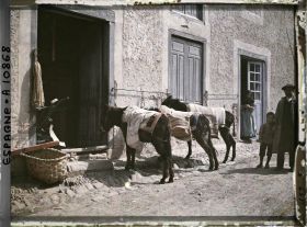 Image représentant Espagne, D'Astorga à Léon, A la sortie du Puente de Orbigo, la station des ânes.
