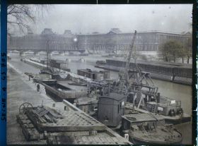 Image représentant Le barrage de la Monnaie depuis le Pont-Neuf vers le Louvre