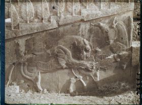 Image représentant Escalier nord de l'Apadana, combat du lion et du taureau