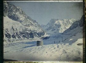 Image représentant France Les Alpes, La mer de Glace, Vue prise de la table d'orientation du Montanvers