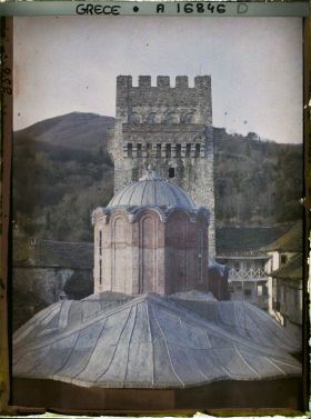 Image représentant Mont Athos, Grande Lavra, La Tour et la Coupole de Karakalon