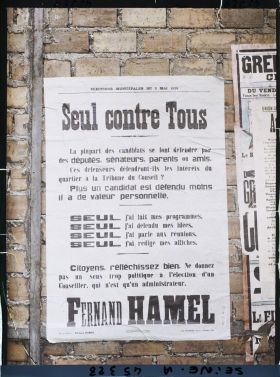 Image représentant Affiche pour les élections municipales, Fernand Hamel